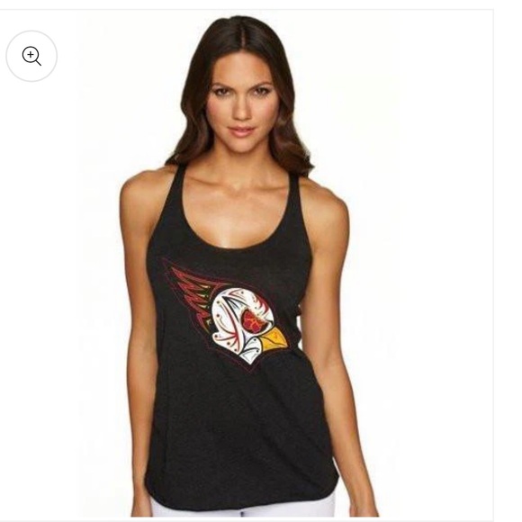 Dark Gray Racerback Tank Top, Sugar Skull Style Arizona Cardinal Logo, Size XL - Picture 1 of 5